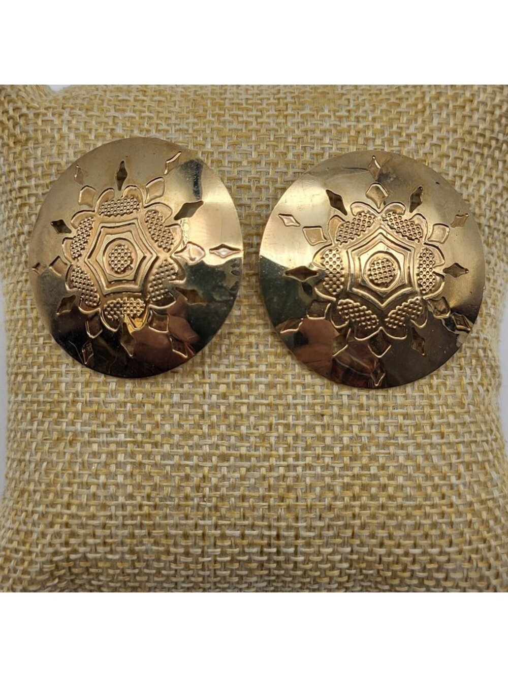 Vintage 1988 Mandala Pressed metal earrings Boho Sexy Festival flamboyant